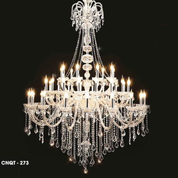 CNQT - 273: Đèn chùm nến Phale K9 45 tay  - KT: Ø1500mm x H2200mm - Bóng đèn nến chân E14x 45 bóng