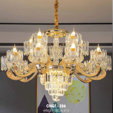 CNQT - 286: Đèn chùm nến 15 tay - KT: Ø800mm x H1000mm - Bóng đèn nến chân E14 x 15 bóng