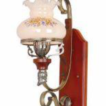 CODE: 109E - 1WA: Vách dầu đế gổ, chao thủy tinh - KT: 280*170*H490mm