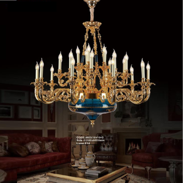 CODE: 6603/10+10+5: Đèn chùm nến 25 tay - KT: Ø1160mm x H910mm - Đèn chân E14 x 25 bóng