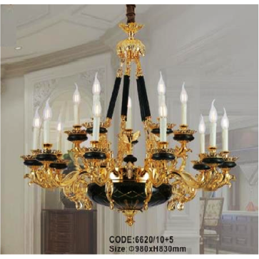 CODE: 6620/10+5: Đèn chùm nến 15 tay - KT: Ø980mm x H830mm  - Bóng đèn nến  E14 x 15 bóng