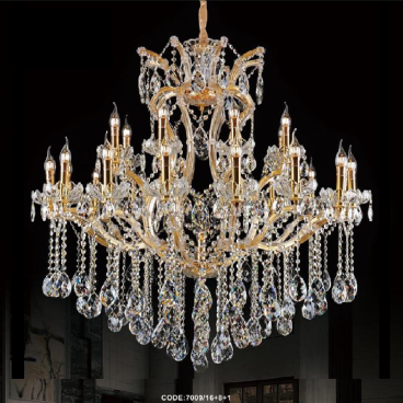 CODE: 7009/16+8+1: Đèn chùm phale nến 25 tay - KT: Ø1200mm x  H1100mm - Đèn nến chân E14 x 25 bóng