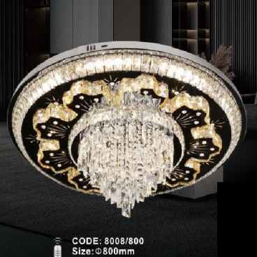 CODE: 8008/800: Đèn áp trần - KT: Ø800mm - Đèn LED 320W đổi 3 màu - Remote
