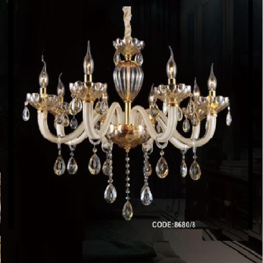 CODE: 8680/8: Đèn chùm nến 8 tay - KT: Ø700mm x H530mm - Đèn nến chân E14 x 8