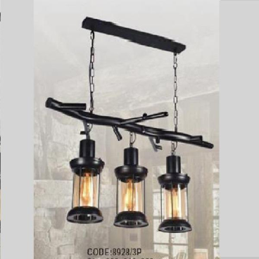 CODE: 8928/3P: Đèn thả 3 bóng - KT: L600mm x W210mm x H950mm - Đèn E27 x 3 bóng