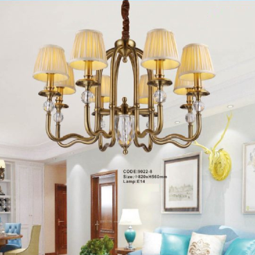 CODE: 9022/8: Đèn chùm 8 tay -  KT: Ø820mm x H560mm - Bóng đèn chân E14 x 8 bóng
