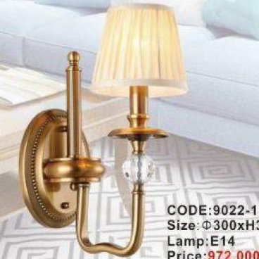 CODE: 9022/1: Đèn tường 1 bóng, thân hợp kim, KT: Ø300*H300mm
