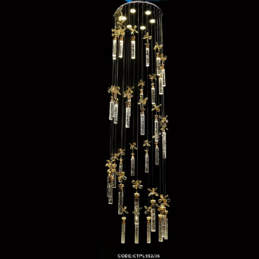 CODE: CTPL952/36: Đèn thả dây, thanh thuỷ tinh - KT: Ø600mm x H2500mm - Đèn LED