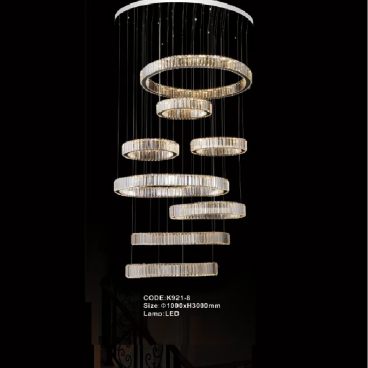 CODE: K921-8: Đèn thả dây vòng LED - KT: Ø1000mm x H3000mm - Đèn LED