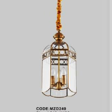 CODE: MZD240: Đèn thả đồng - KT: Ø240mm x H496mm - Đèn E14 x 3 bóng