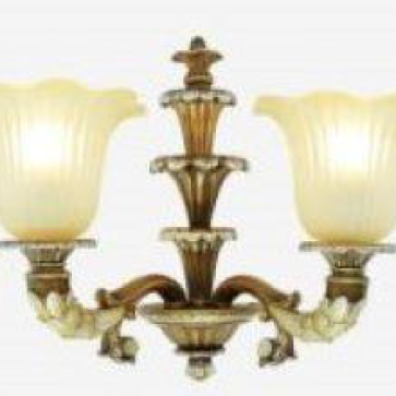 CODE: WL 0372/2: Đèn tường 2 bóng, chao thủy tinh, KT L500*W280*H400mm