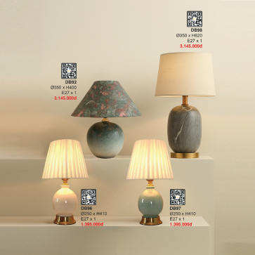 DB98: Đèn bàn ( đèn táp đầu giường) - KT: Ø350mm x H620mm -  Bóng đèn E27 x 1 bóng