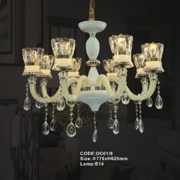 CODE: DC01/8: Đèn chùm 8 tay - KT: Ø770mm x H620mm - Bóng đèn E14 x 8 bóng