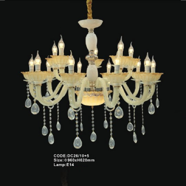 CODE: DC26/10+5: Đèn chùm nến 15 tay  - KT: Ø960mm x H620mm - Bóng đèn nến E14 x 15 bóng