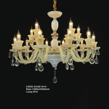 CODE: DC28/10+5: Đèn chùm nến 15 tay  - KT: Ø960mm x H620mm - Bóng đèn nến E14 x 15 bóng