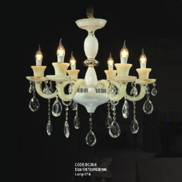 CODE: DC28/6: Đèn chùm nến 6 tay  - KT: Ø670mm x H620mm - Bóng đèn nến E14 x 6 bóng