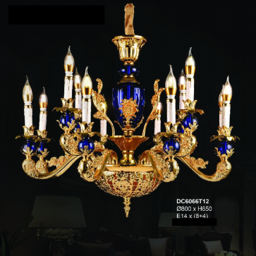 35 - DC6066T12: Đèn chùm nến 12 tay - KT: Ø800mm x H650mm - Bóng đèn nến E14 x 12 bóng