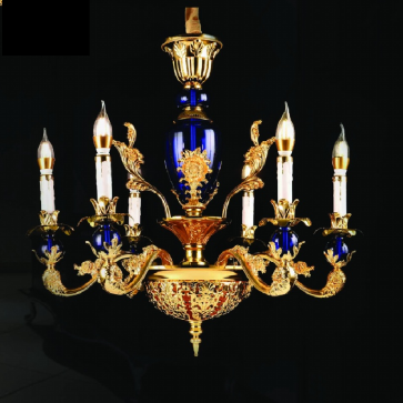 35 - DC6066T6: Đèn chùm nến 6 tay  - KT: Ø650mm x H620mm - Đèn chân E14*6 bóng