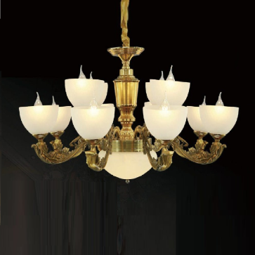 CODE: DC17/8+4: Đèn chùm 12 tay, chao thủy tinh - KT: Ø860mm x H480mm - Bóng đèn E14 x 8 bóng