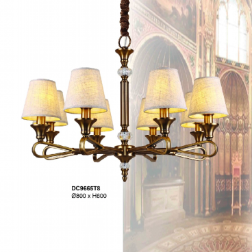 35 - DC9665T8: Đèn chùm 8 tay - KT: Ø800mm x H600mm - Bóng đèn E14 x 8 bóng