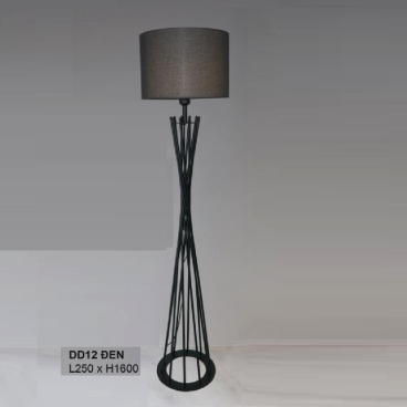 35 - DD12 ĐEN: Đèn cây đứng đầu giường/ bàn - KT: Ø250mm x H1600mm - Bóng đèn E27 x 1 bóng