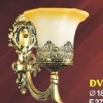 DV 7632/1: Đèn tường 1 bóng, chao thủy tinh, KT: Ø180*H280mm