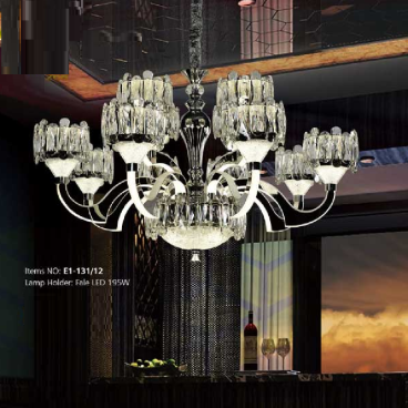 E1-131/12: Đèn chùm LED 12 tay - KT: Ø860mm x H520mm - Đèn chân LED 195 W