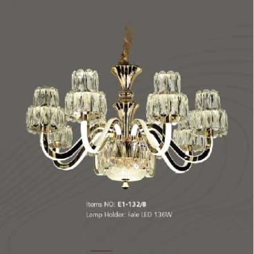 E1 - 132/8: Đèn chùm LED 8 tay  - KT: Ø770mm x H420mm  - Đèn LED 136W