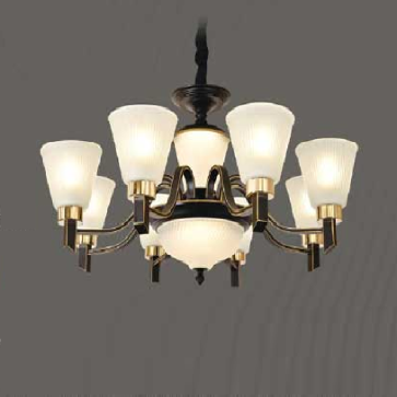 E1-154/8:  Đèn chùm 8 tay - KT: Ø800mm x H450mm - Bóng đèn chân E14 x 8 bóng + Đèn LED