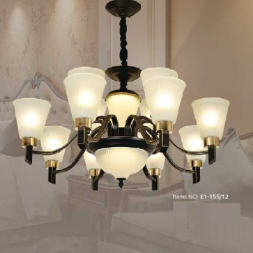 E1 - 155/12:  Đèn chùm 12 tay -  KT: Ø900mm x H500mm - Bóng đèn E14 x 12 bóng +Đèn LED