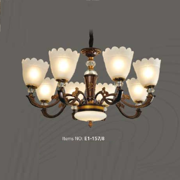 E1 - 157/8:  Đèn chùm 8 tay - KT: Ø800mm x H430mm - Bóng đèn E14 x 8 bóng + Đèn LED