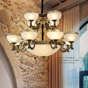 E1-194/12: Đèn chùm 12 tay - KT: Ø1000mm x H650mm - Bóng đèn chân E27 x 17 bóng