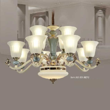 E1 - 30/12: Đèn chùm 12 tay - KT: Ø900mm x H500mm - Bóng đèn chân E14 x 12 bóng + Đèn LED