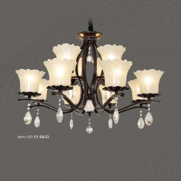 E1 - 54/12: Đèn chùm 12 tay -  KT: Ø950mm x H670mm - Bóng đèn chân E27 x 12 bóng