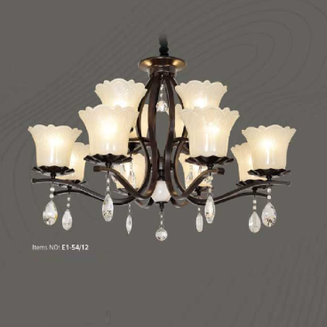 E1 - 54/12: Đèn chùm 12 tay -  KT: Ø950mm x H670mm - Bóng đèn chân E27 x 12 bóng