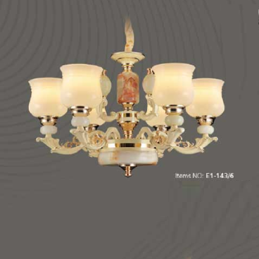 E1-143/6: Đèn chùm 6 tay - KT: Ø700mm x H450mm - Đèn chân E27 x 6 bóng