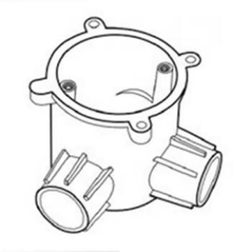 E240/16/2AD: Hộp chia ngả 2 đường góc vuông cao Ø16mm