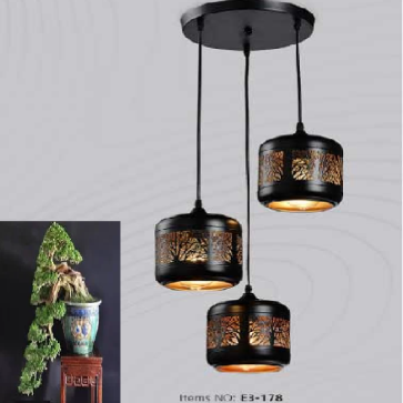 E3 - 178 : Đèn thả ba - KT: Ø300mm x H1000mm - Bóng đèn E27 x 3