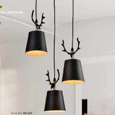 E3 - 220: Đèn thả 3 - KT: Ø300mm x H800mm - Bóng đèn E27 x 3