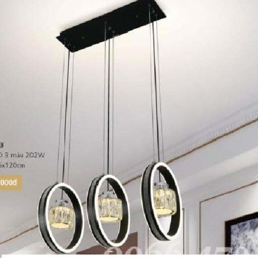 E3 - 263: Đèn thả ngang LED - KT: L530mm x W250mm  x H1200mm - Đèn LED 202W đổi 3 màu