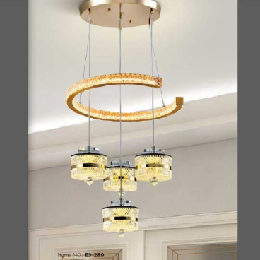 E3 - 289: Đèn thả LED - KT: Ø 400mm x H1000mm - Đèn LED 150W đổi 3 màu