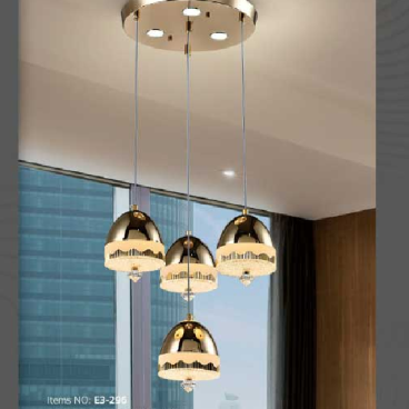 E3 - 296: Đèn thả LED - KT: Ø 300mm x H1000mm - Đèn LED 73W đổi 3 màu