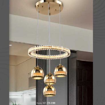 E3 - 299: Đèn thả LED - KT: Ø 400mm x H1000mm - Đèn LED 120W đổi 3 màu