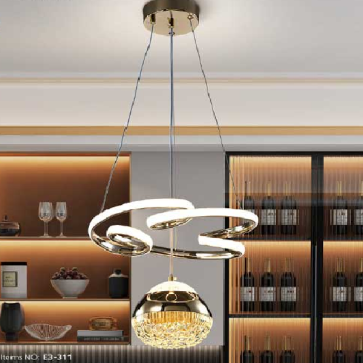 E3 - 311: Đèn thả LED - KT: Ø 360mm x H1200mm - Đèn LED 80W đổi 3 màu