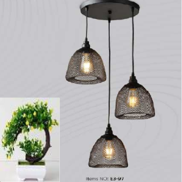 E3 - 97 : Đèn thả ba - KT: Ø300mm x H1000mm - Bóng đèn E27 x 3