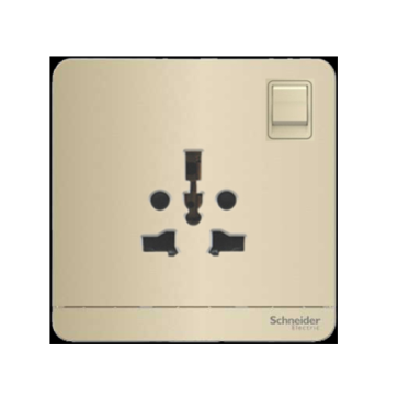 E8315TS_WG_G19: Bộ ổ cắm đơn đa năng 16A, có contac màu vàng kim