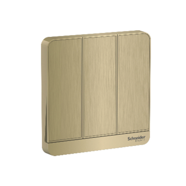 E8333L2LED_WG_G19: Bộ Công Tắc Ba 2 Chiều 16AX, Có Đèn Led Màu Vàng Kim