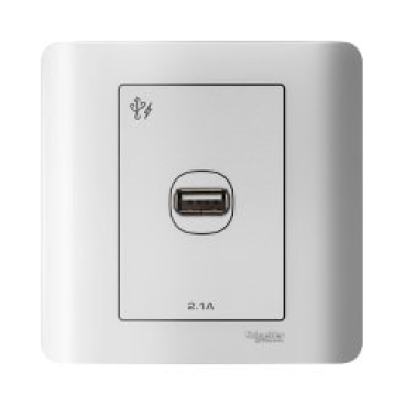 E8431USB-WE-G19: Bộ ổ sạc USB đơn 2.1A, màu trắng