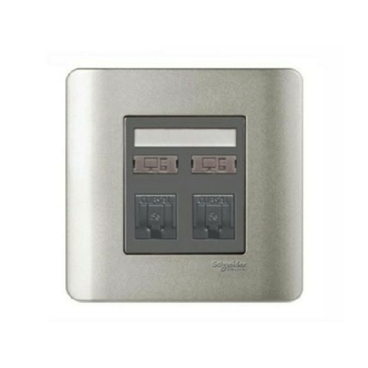 E8432RJS_6_SA_G19: Bộ ổ cắm mạng Cat6 đôi, màu xám