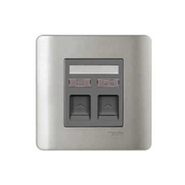 E8432TDRJS_6SA_G19: Bộ ổ cắm điện thoại và ổ mạng Cat6, màu xám